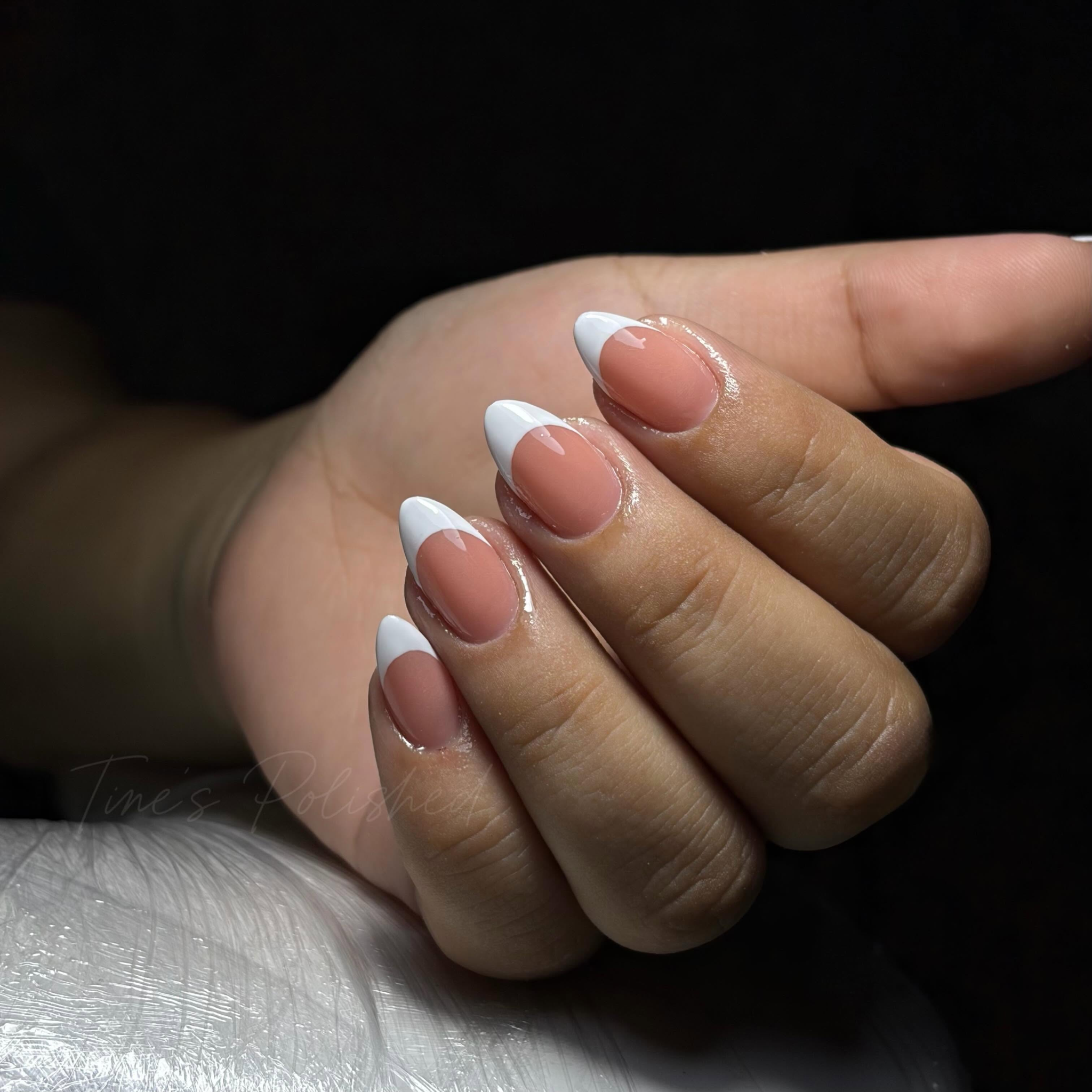 White French almond nails
